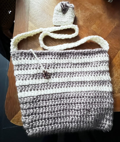 Sac lilas/gris et blanc