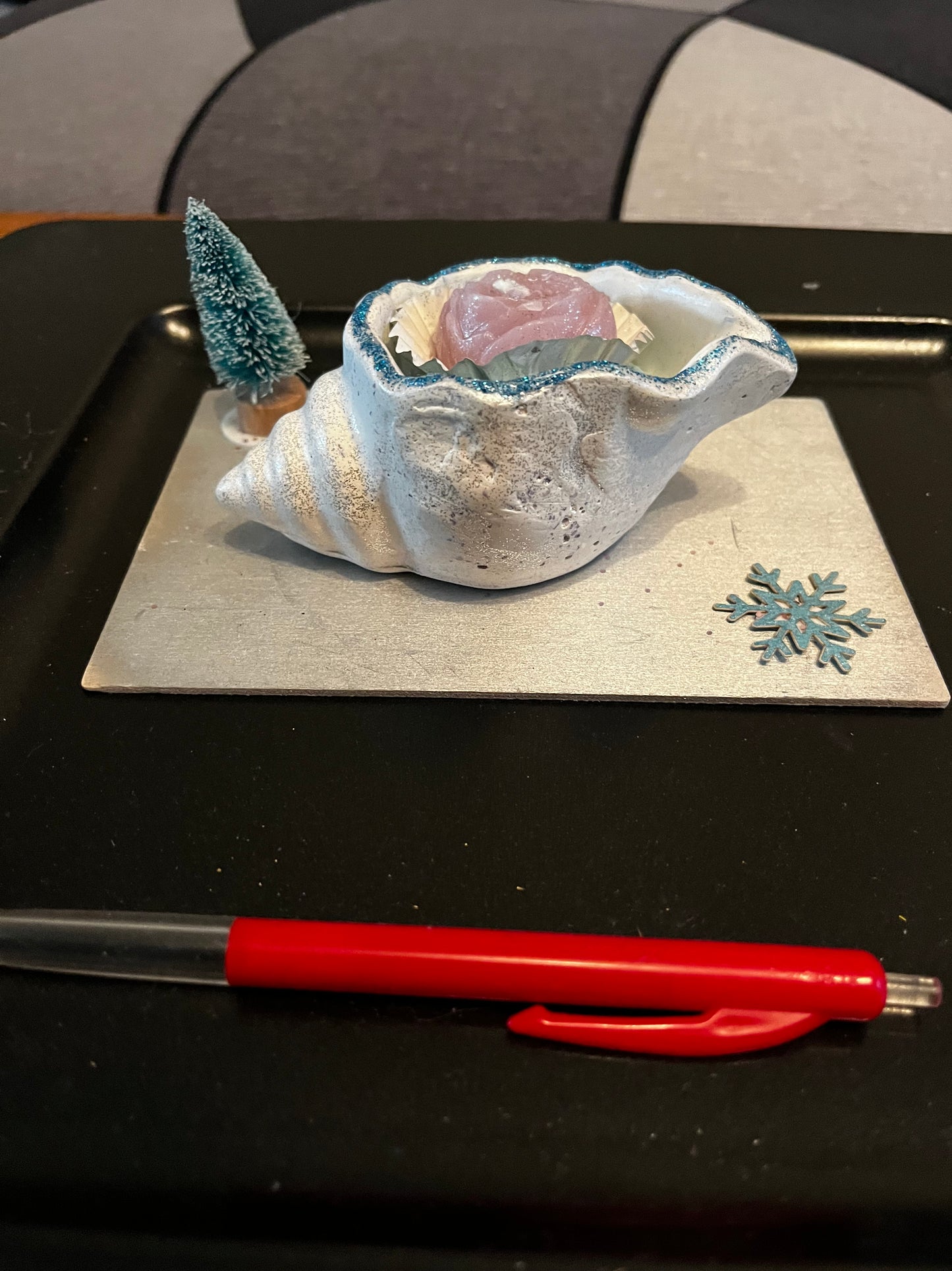 Bougie / coquille escargot en plâtre