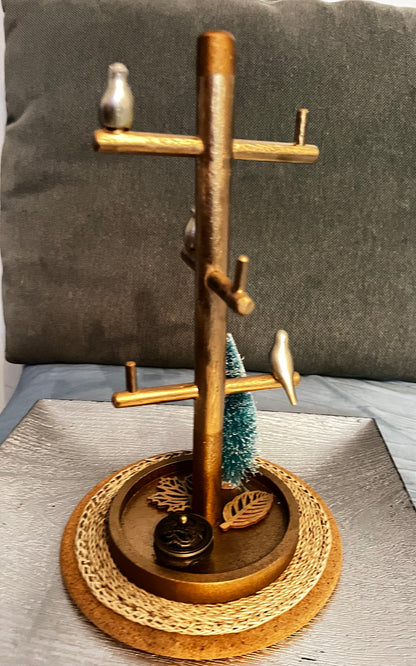 Porte bijoux en bois avec décor oiseaux