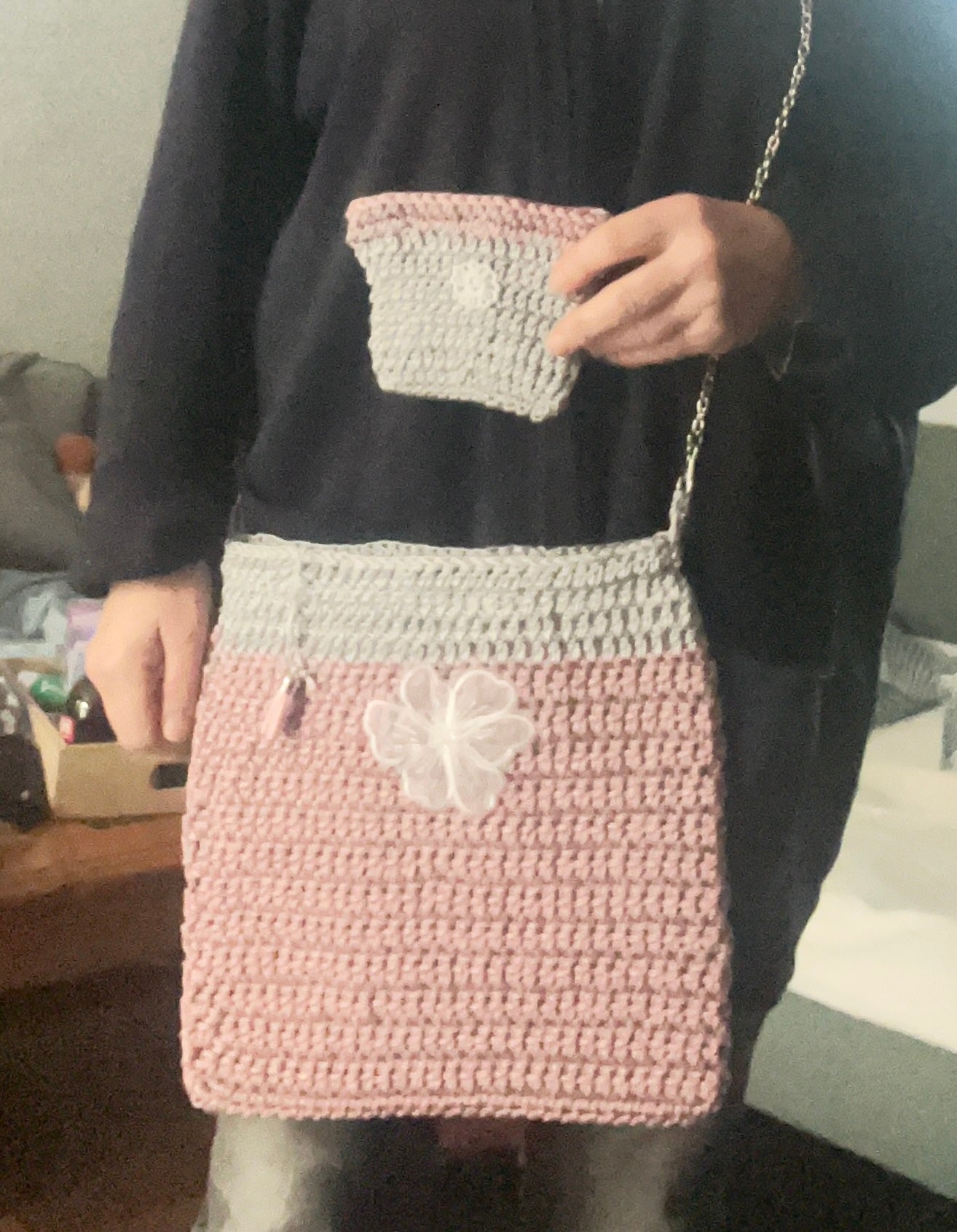 Sac rose et gris brillant