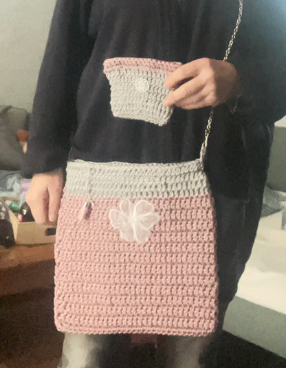 Sac rose et gris brillant