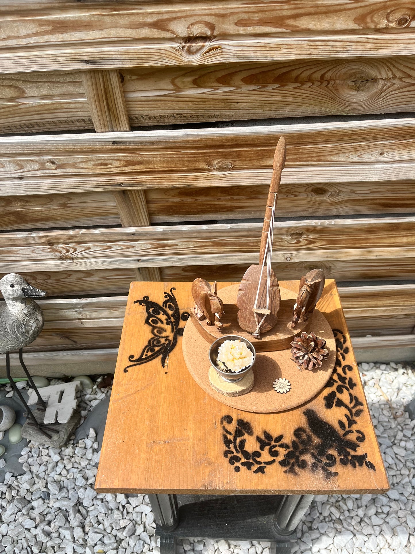 Décoration éléphants en bois et porte bougie