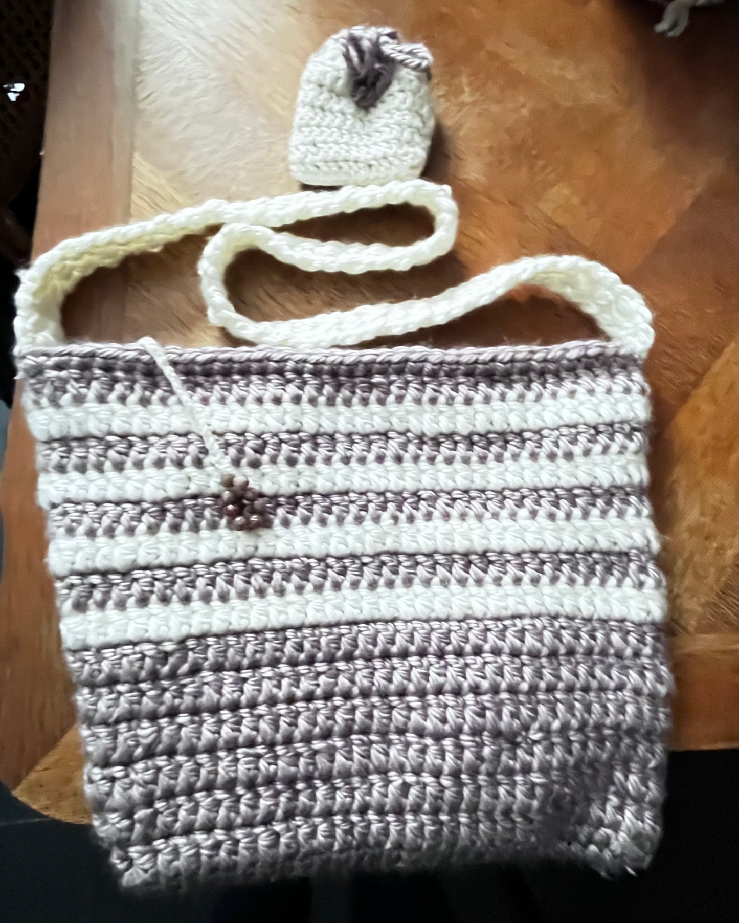 Sac lilas/gris et blanc