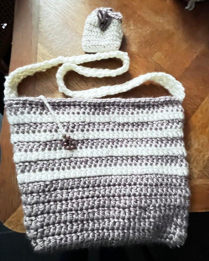 Sac lilas/gris et blanc