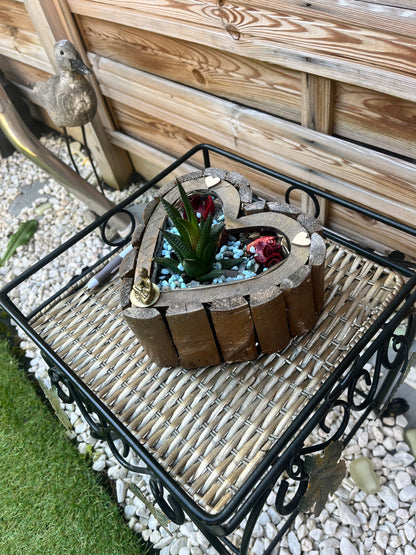 Pot cœur avec fleur cactus