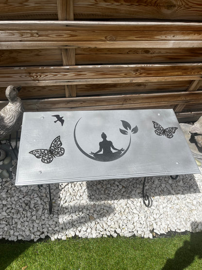 Table mini grise et fer forgé