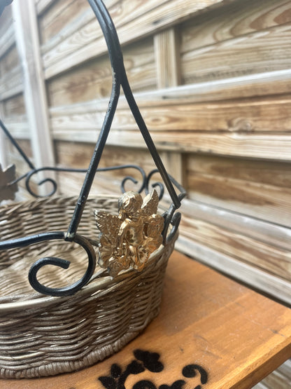 Panier rond noir et or
