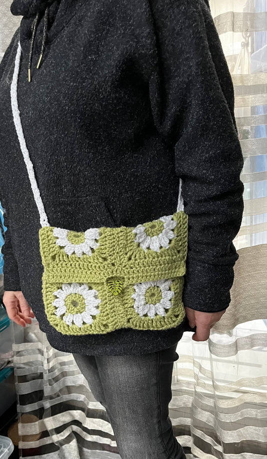 Sac protège livre ou cahier. Vert et blanc