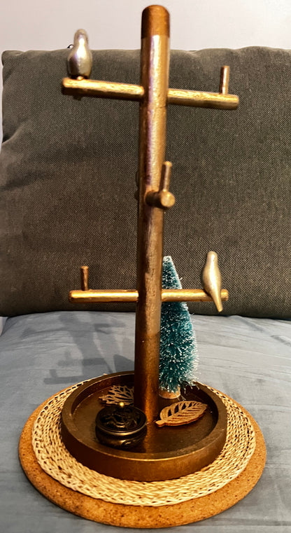 Porte bijoux en bois avec décor oiseaux