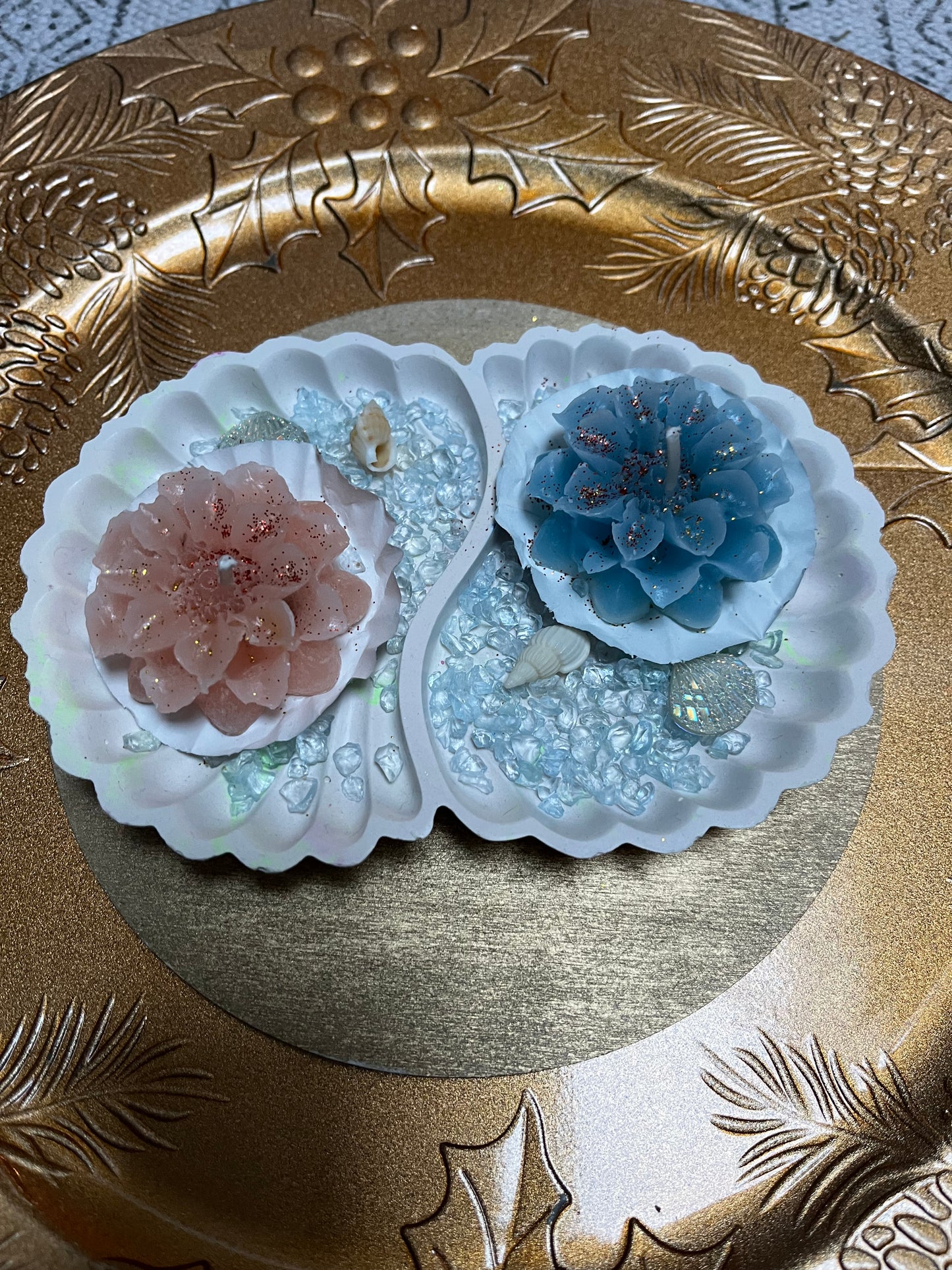 Bougies / support double coquille