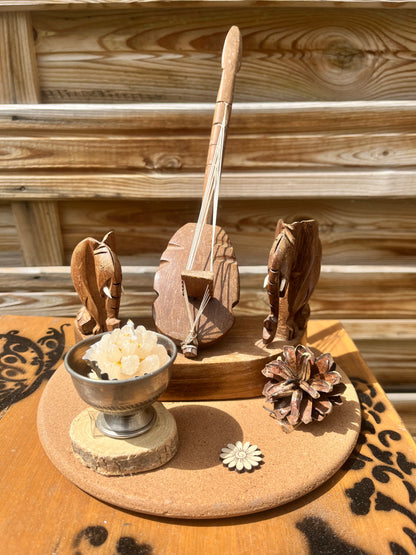 Décoration éléphants en bois et porte bougie