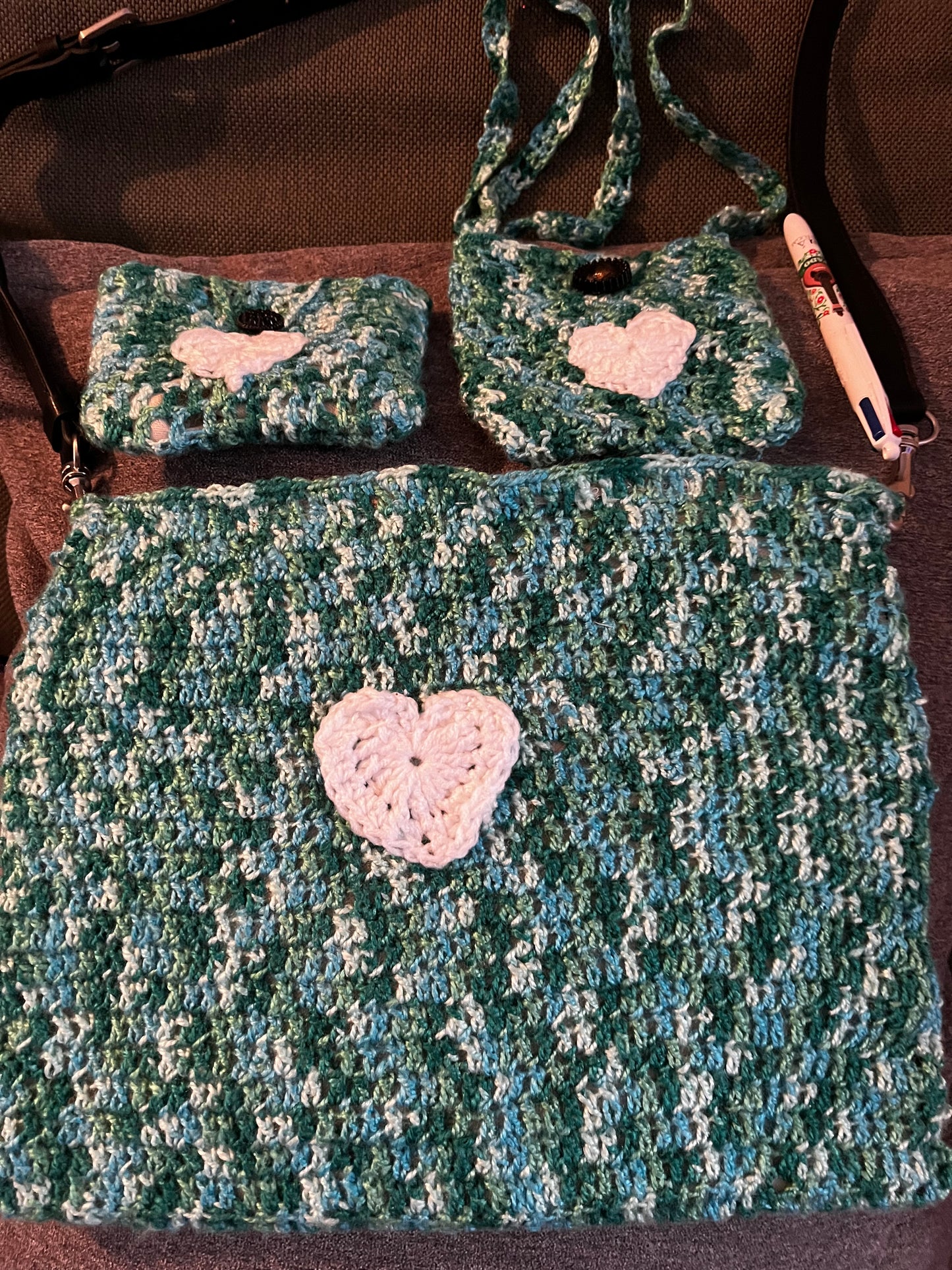 Sac+porte monnaie+mini sacoche vert