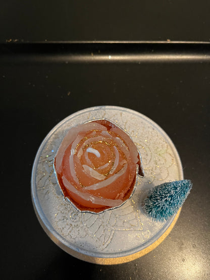 Plateau rond avec bougie