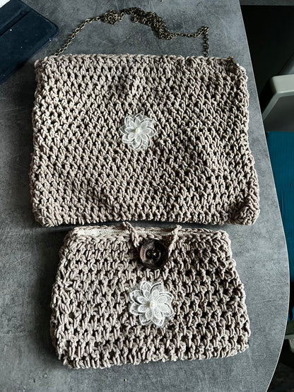 Sac et pochette beige