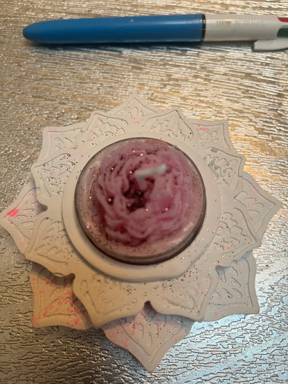 Bougie / fleur de lotus en plâtre