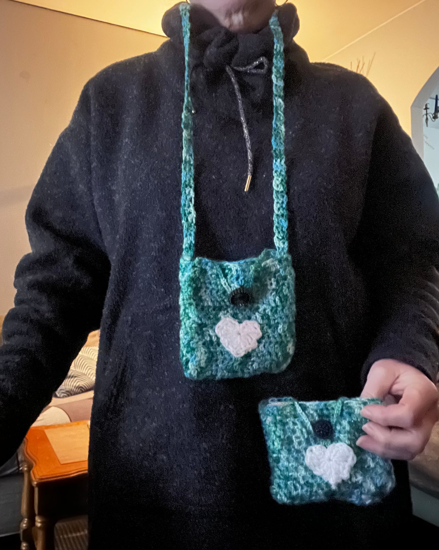 Sac+porte monnaie+mini sacoche vert