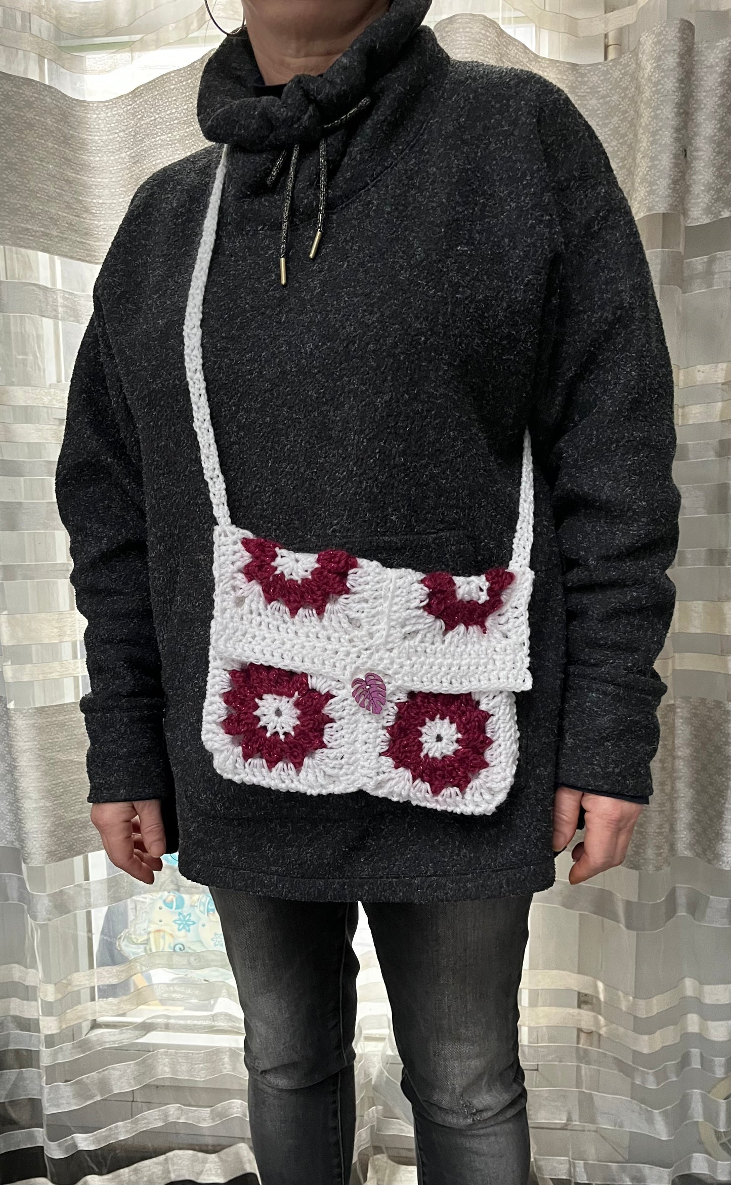 Sac protège livre blanc et bordeaux