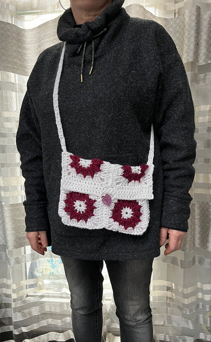 Sac protège livre blanc et bordeaux