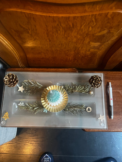 Centre de table avec bougie sapin pour les fêtes de fin d année