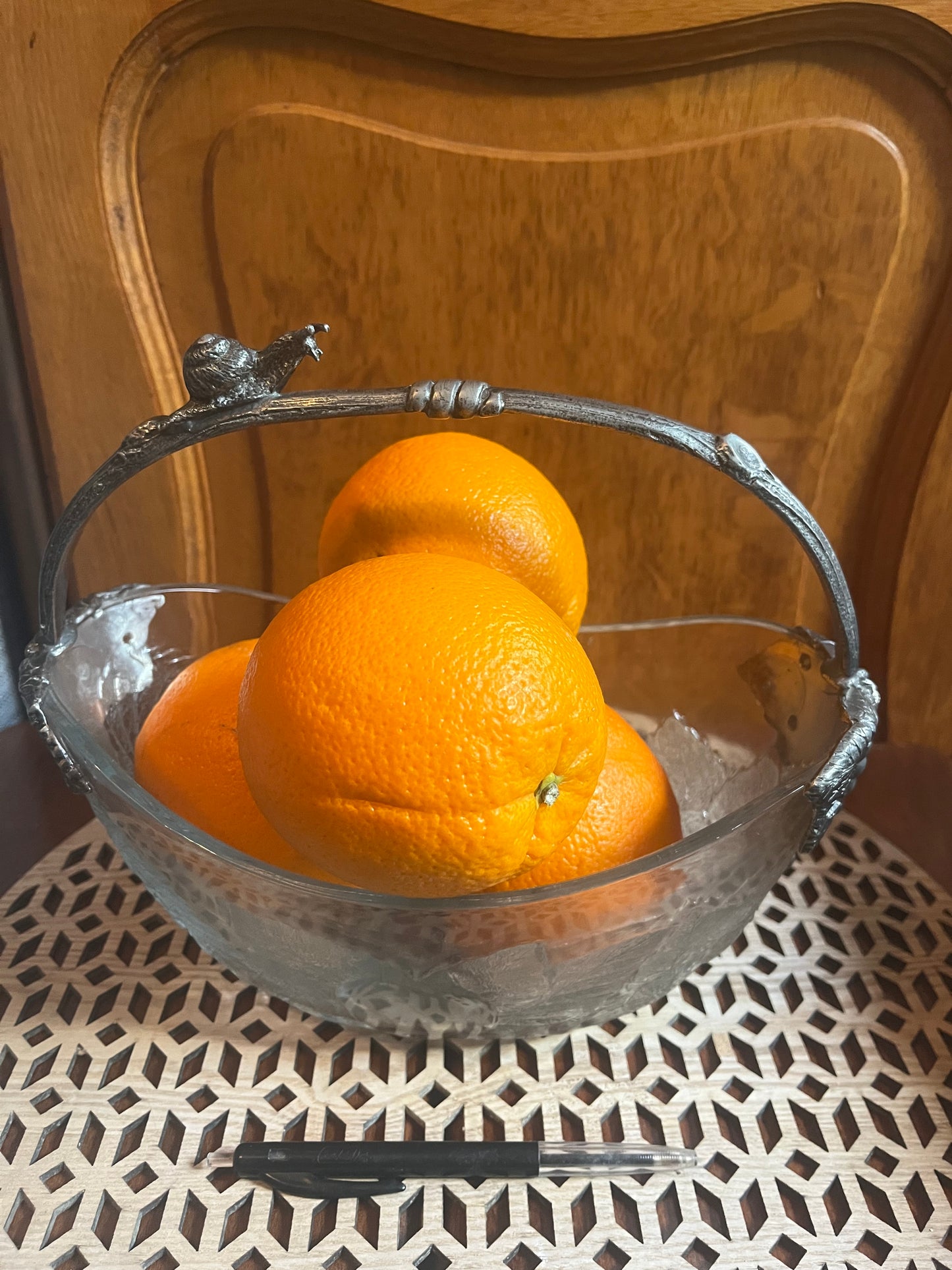 Corbeille à fruit en verre