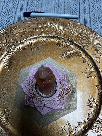 Bougie sainte / support fleurs de lotus