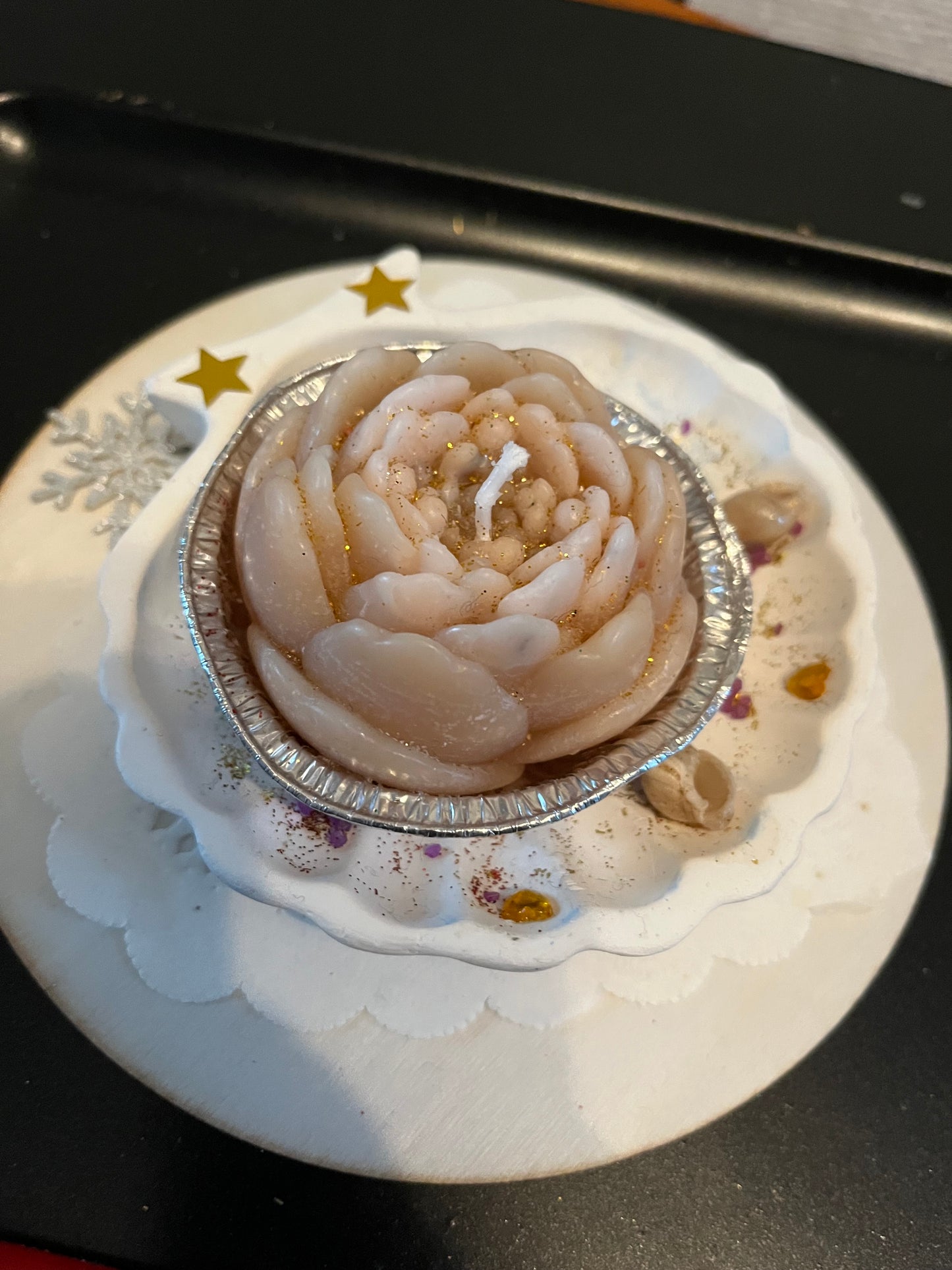 Bougie / coquille St Jacques en plâtre