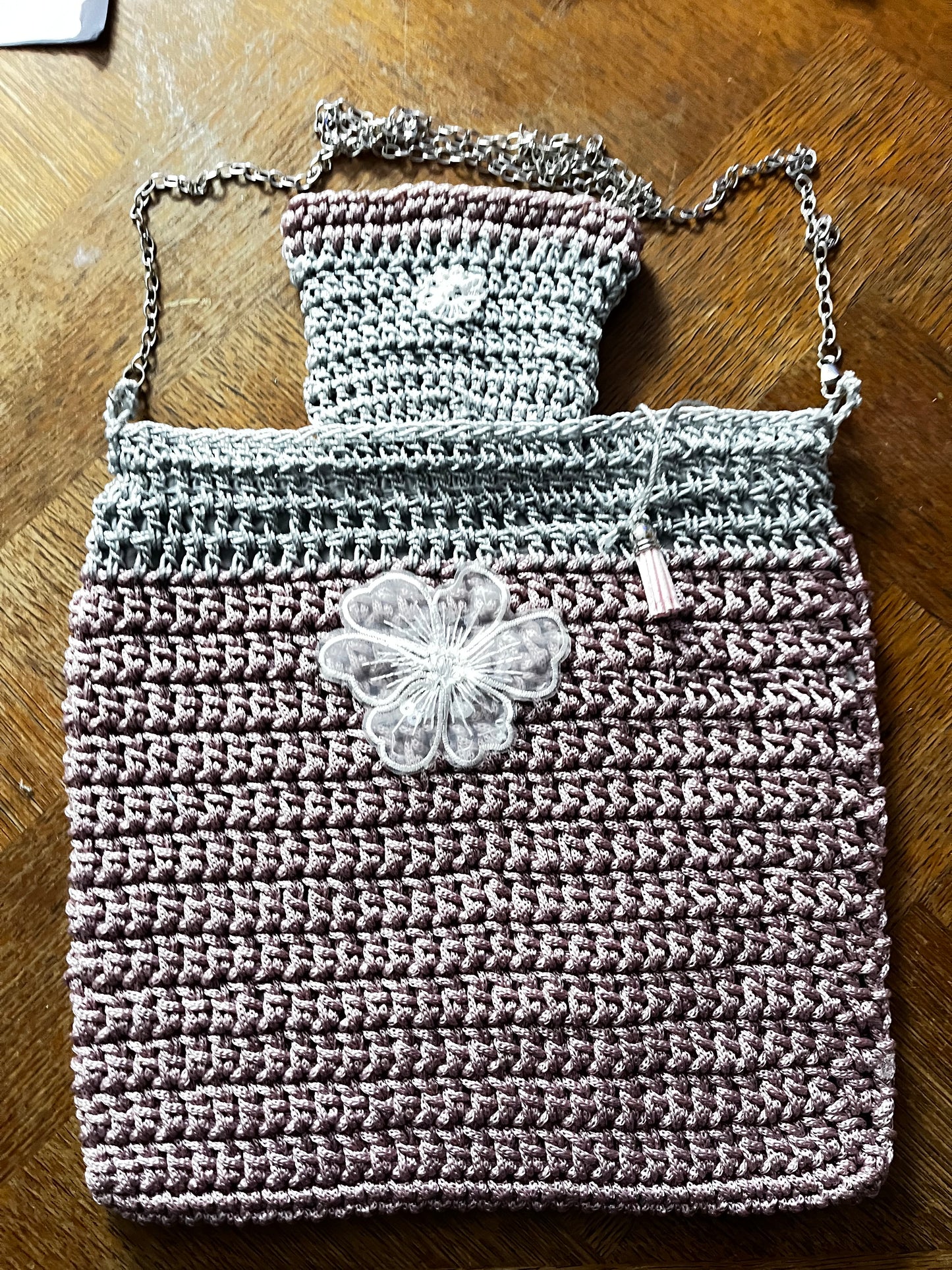 Sac rose et gris brillant