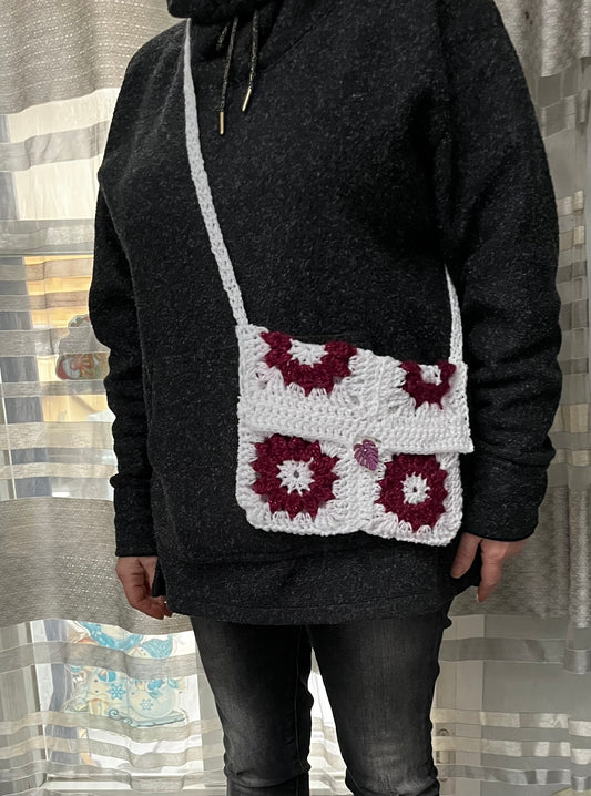 Sac protège livre blanc et bordeaux