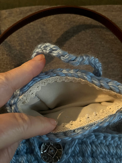 Sac bleu clair +porte monnaie assorti