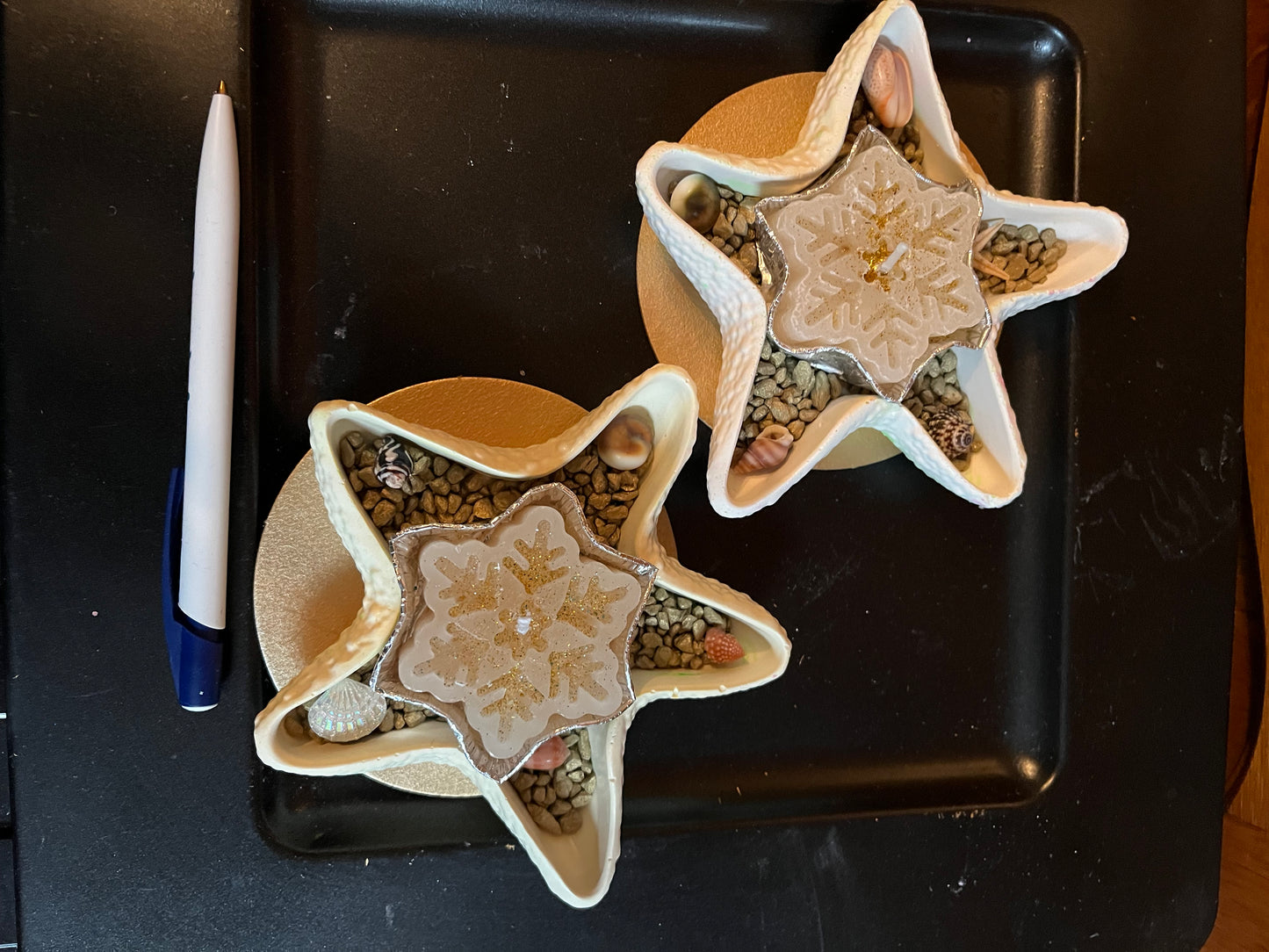 Bougie étoile / support étoile en plâtre