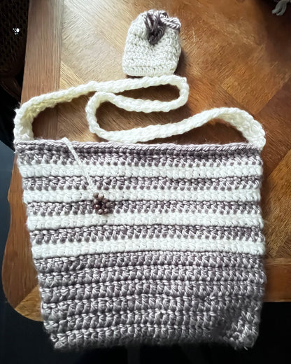 Sac lilas/gris et blanc
