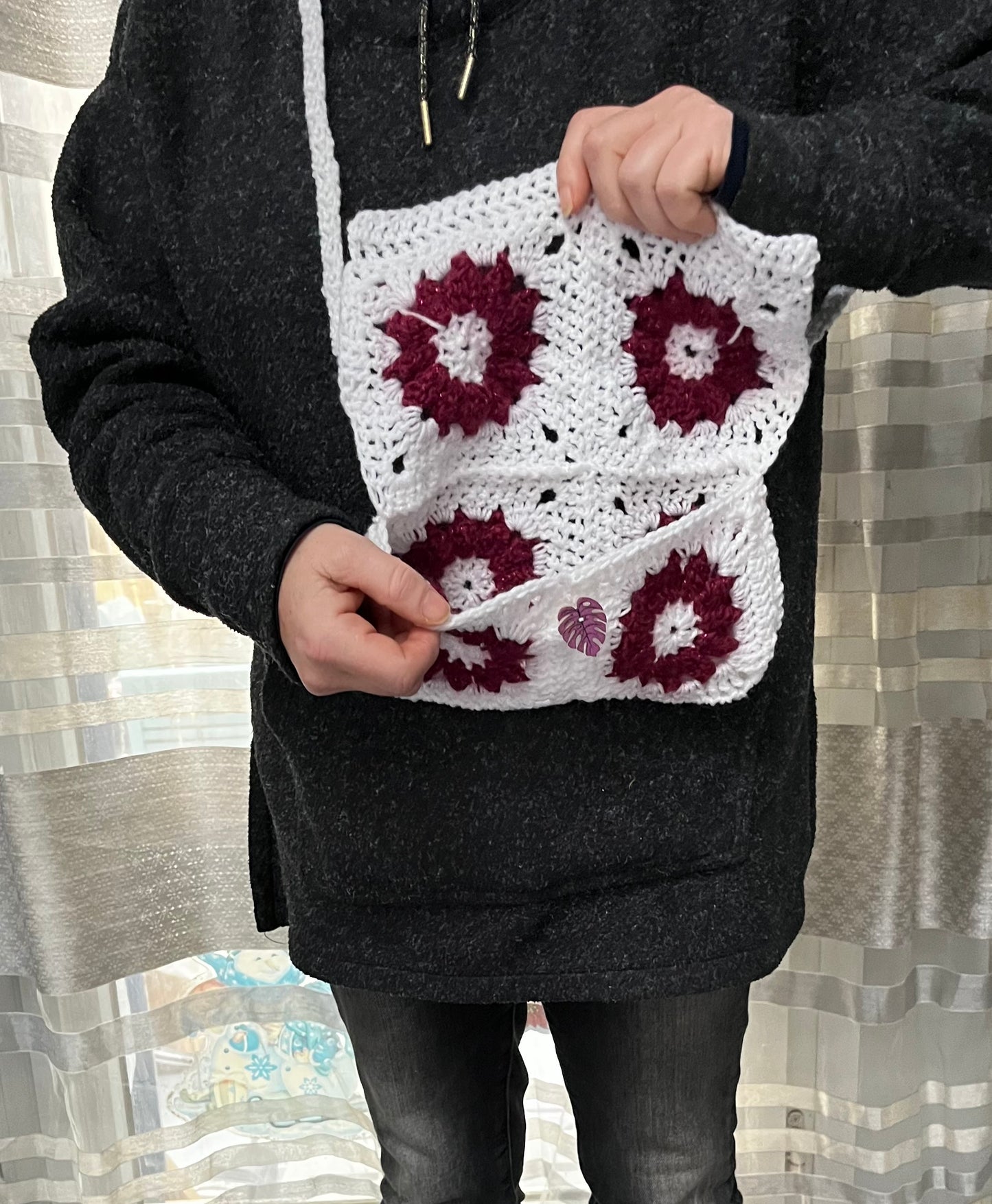 Sac protège livre blanc et bordeaux