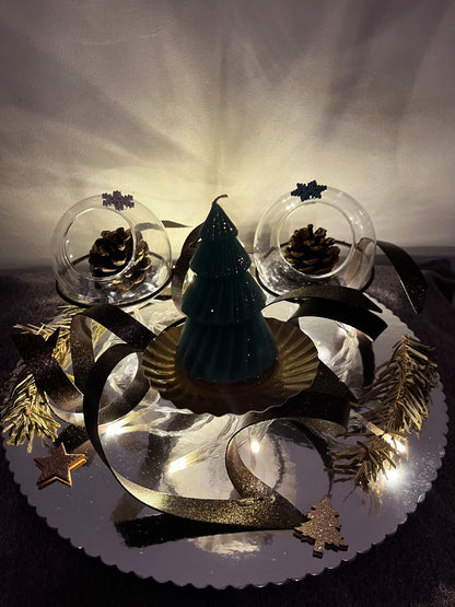 Centre de table avec bougie sapin pour les fêtes de fin d année
