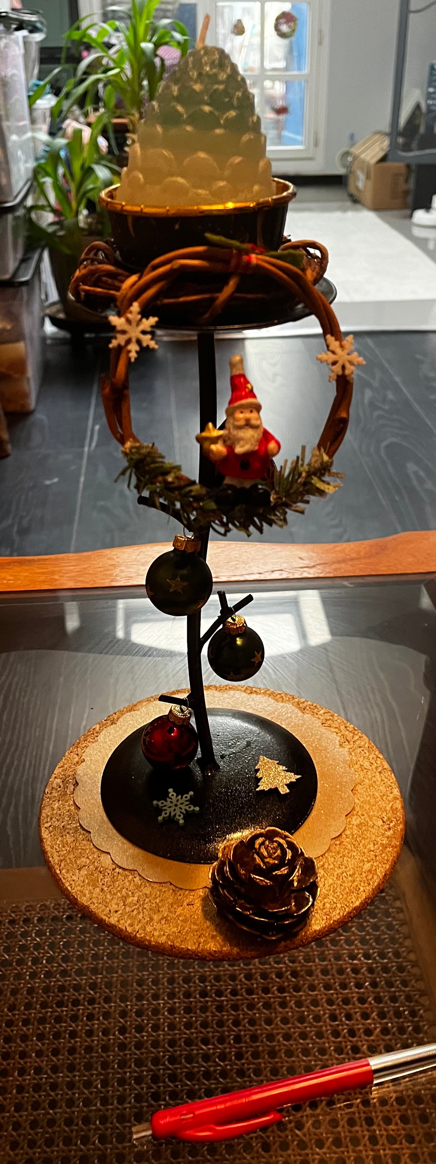 Centre de table pour les fêtes de fin d année avec bougie