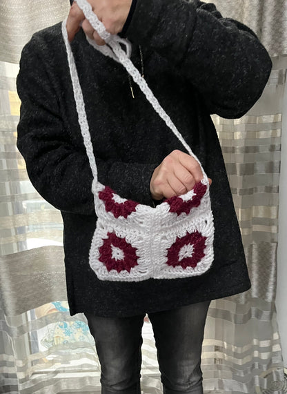 Sac protège livre blanc et bordeaux