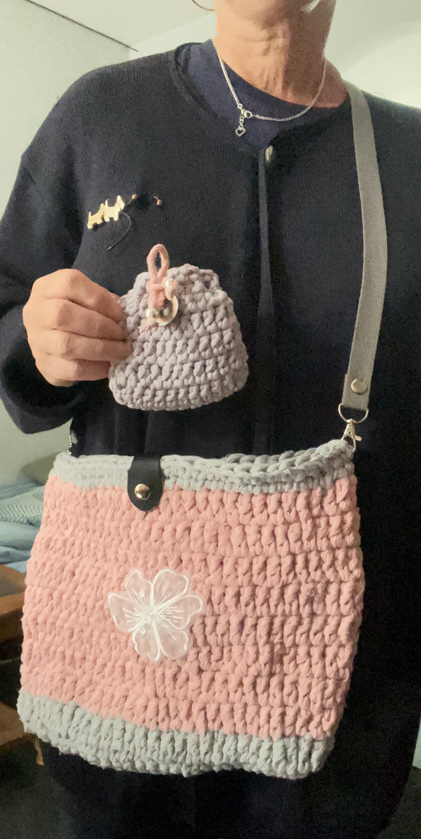 Sac rose et gris