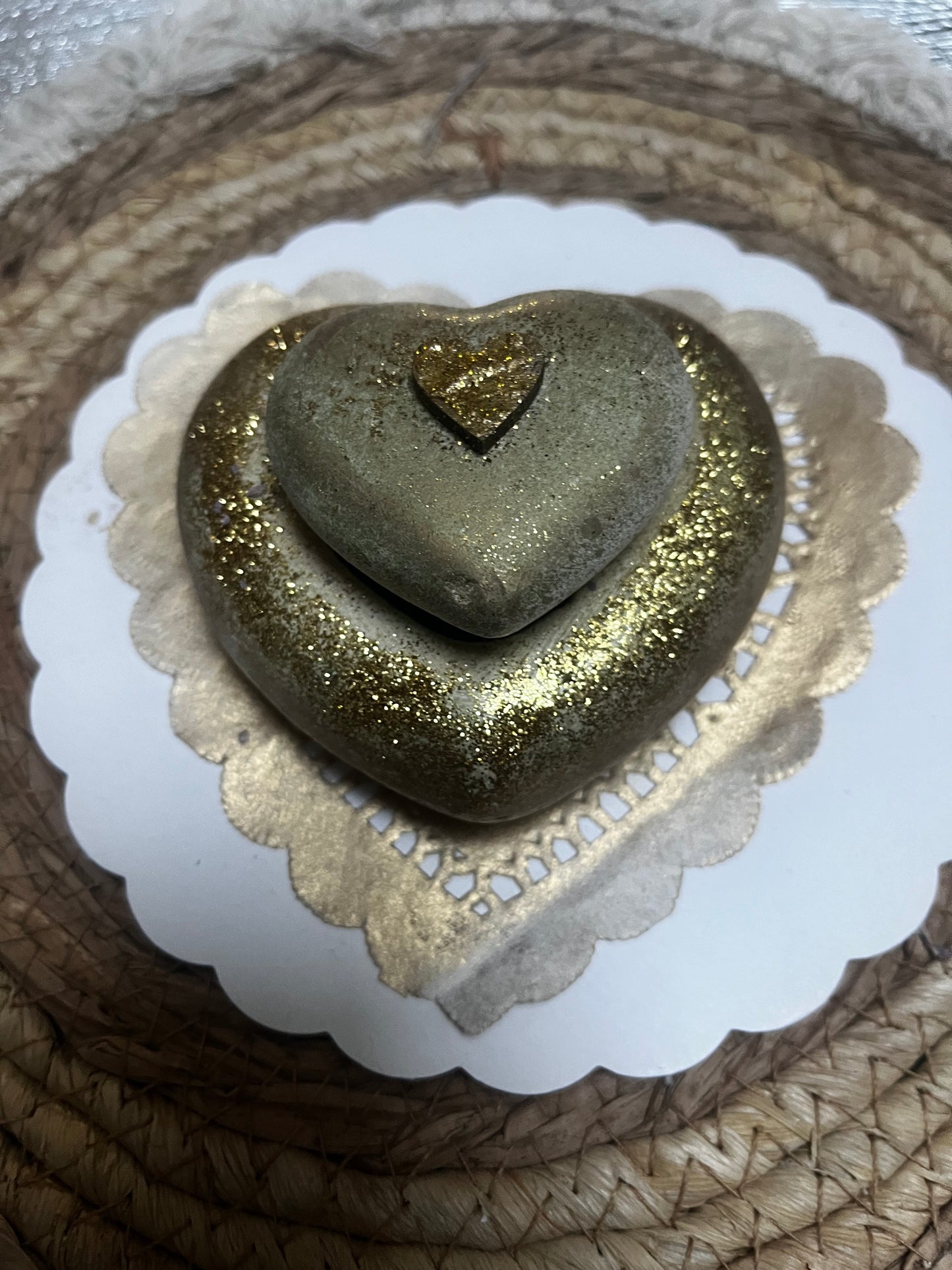 Bougie / cœur en plâtre