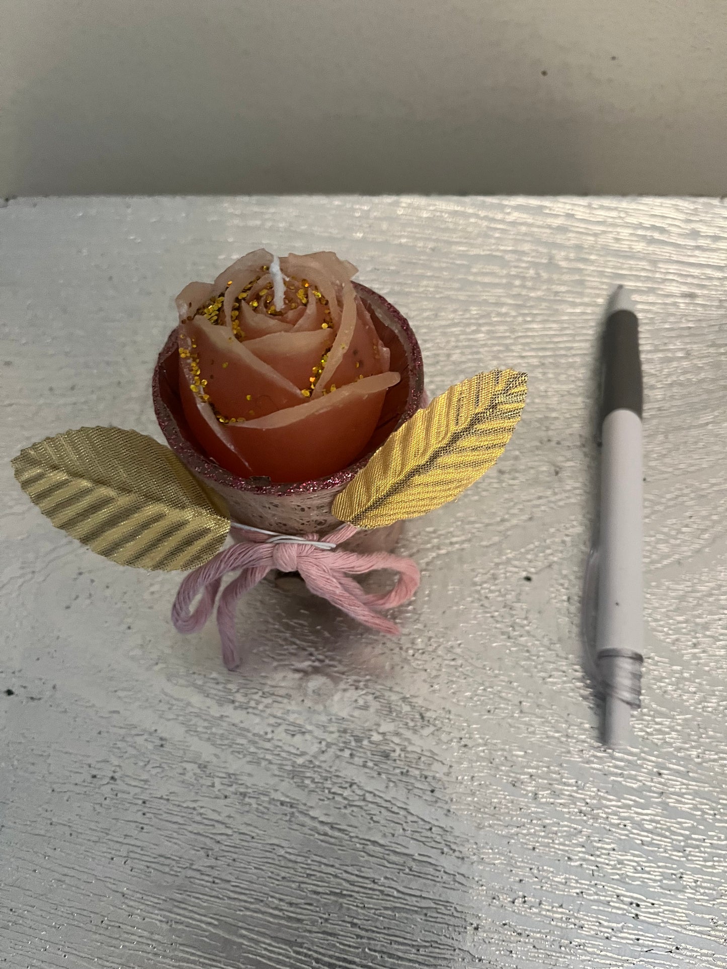 Bougie / petit verre rose