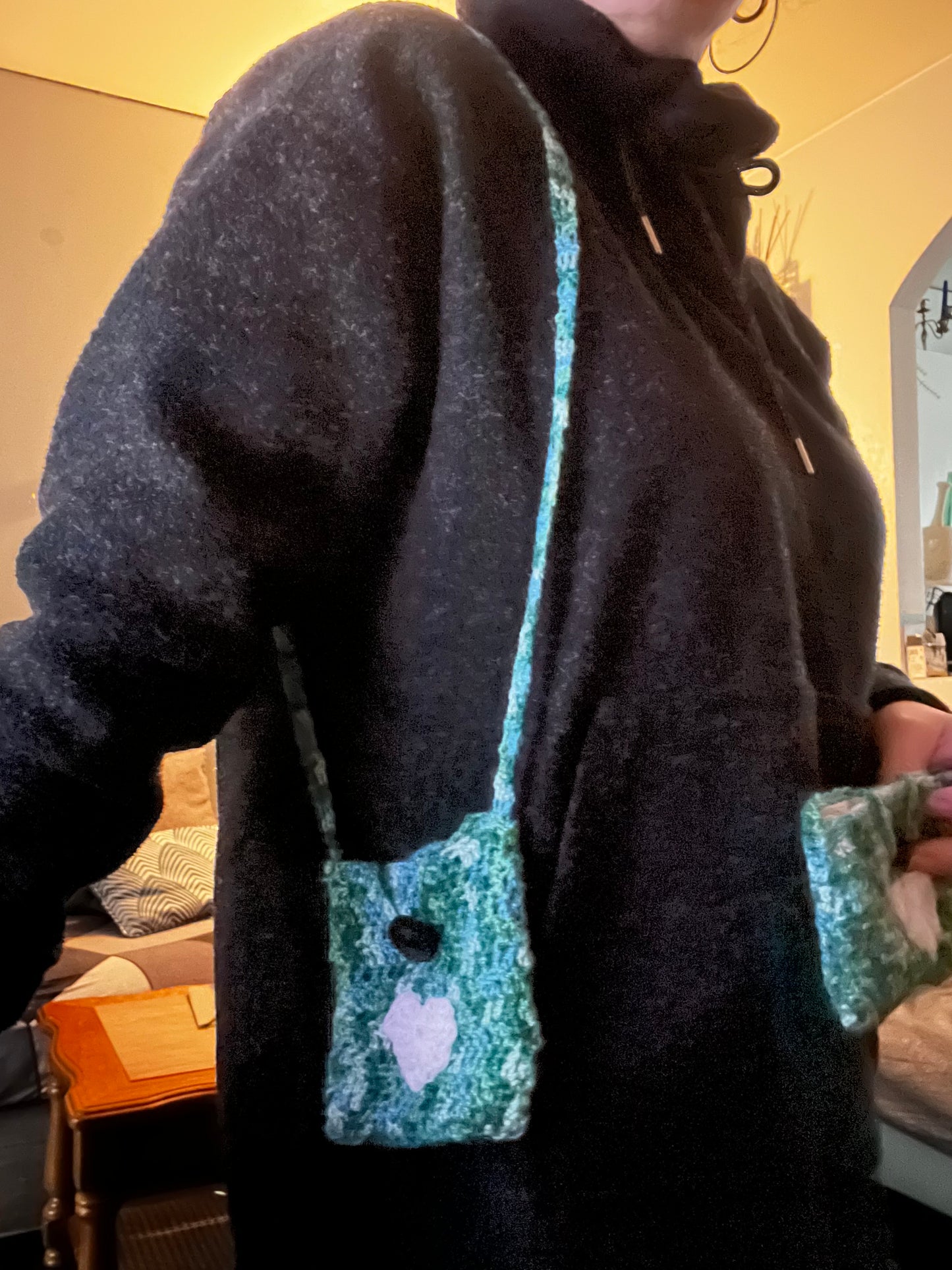 Sac+porte monnaie+mini sacoche vert