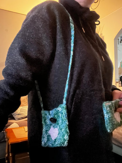 Sac+porte monnaie+mini sacoche vert