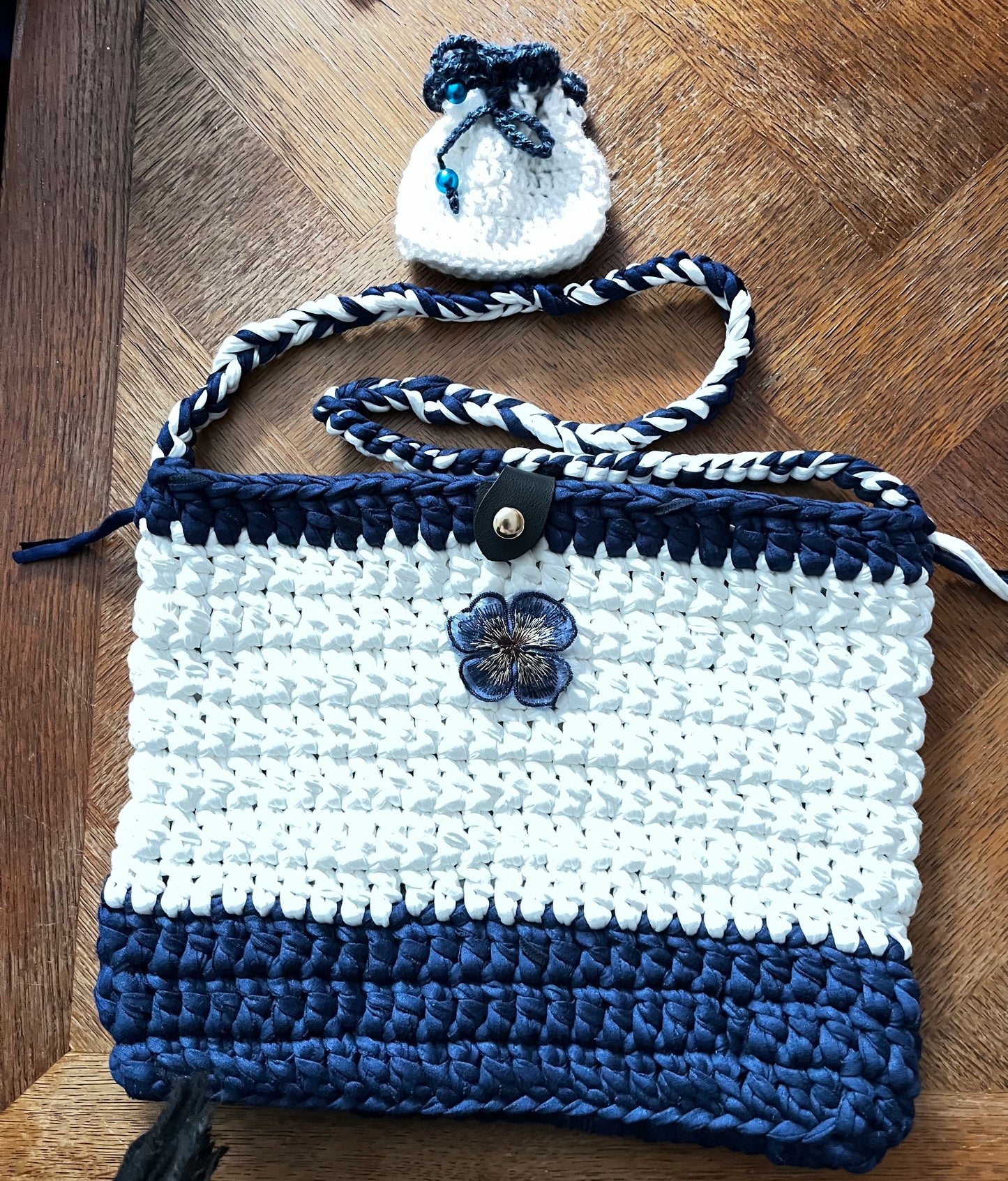 Sac bleu et blanc