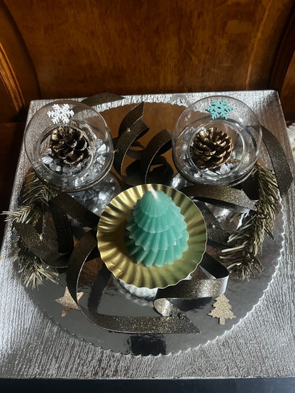 Centre de table avec bougie sapin pour les fêtes de fin d année