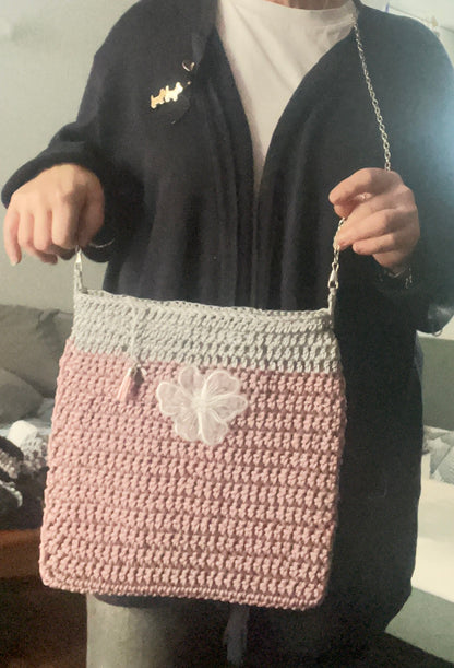 Sac rose et gris brillant