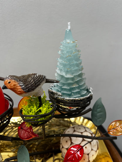 Centre de table avec deux bougies de Noël