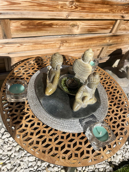 Bougeoir zen avec plateau à pieds
