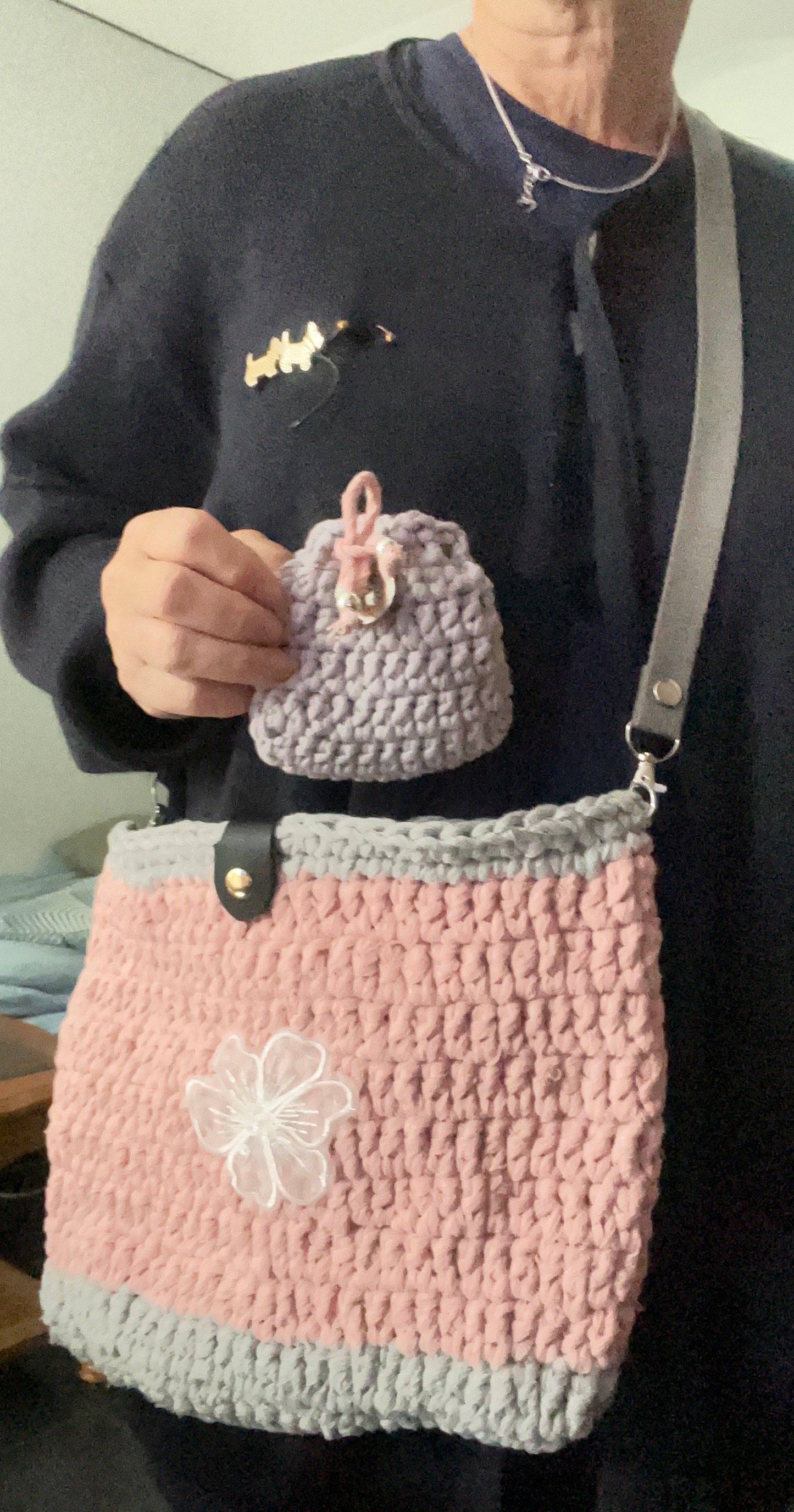 Sac rose et gris