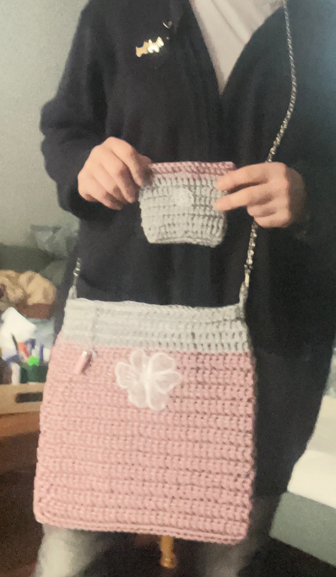 Sac rose et gris brillant