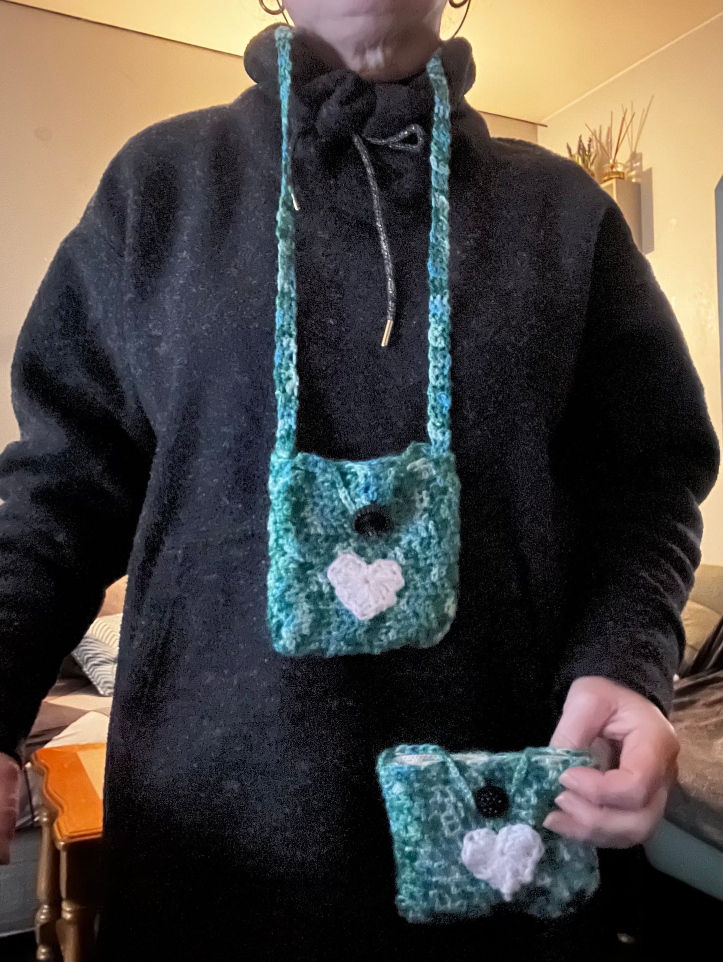 Sac+porte monnaie+mini sacoche vert