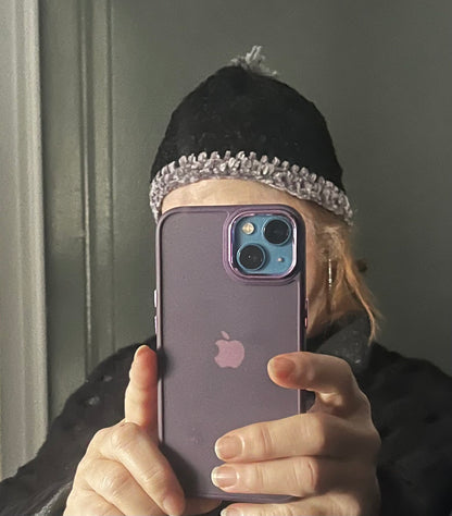 Bonnet et mitaines noires et grises