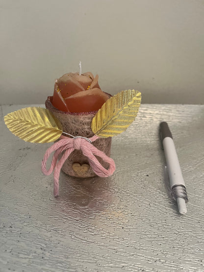 Bougie / petit verre rose